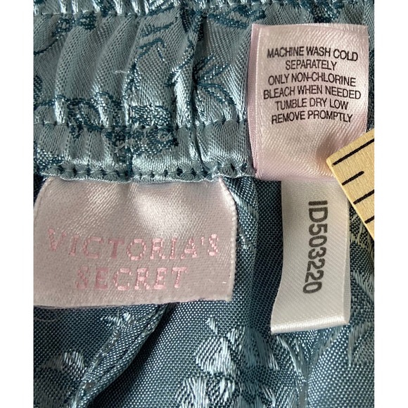 Victoria's Secret Satin Floral Pajama Pants Teal Small Lounge - Picture 5 of 12